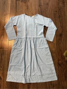 Best Tailor Light Blue Long women Dress size small medium linen and cotton blend